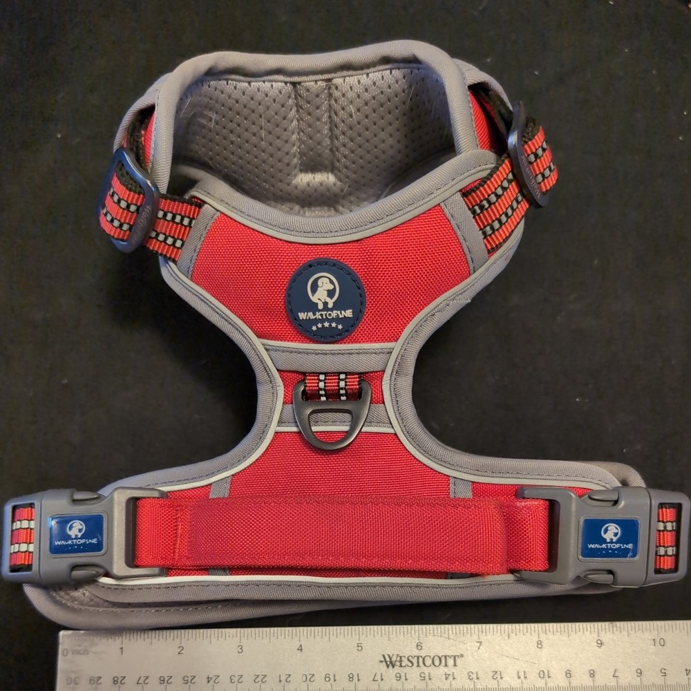 WALKTOFINE Dog Harness Adjustable Pet Leash Medium WALK TO FINE Red Reflective M